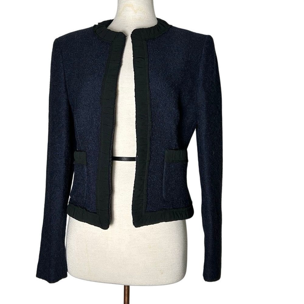 Michael Kors Italy Lady Coat Ruffle Structured Shoulders Blazer Wool Career 10